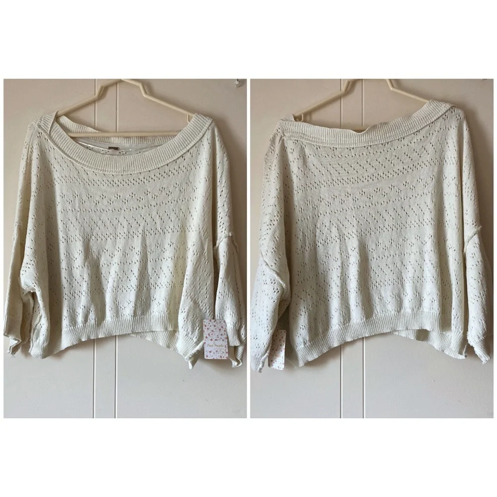 Free People Off White Crop Top Sweater